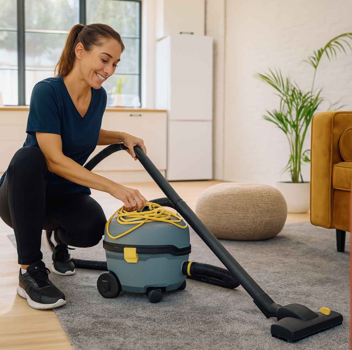 Renholder vasker kjøkkenbenk